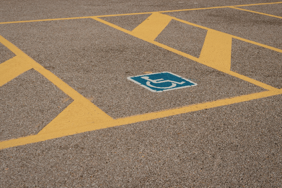 Handicapped accessible parking space.