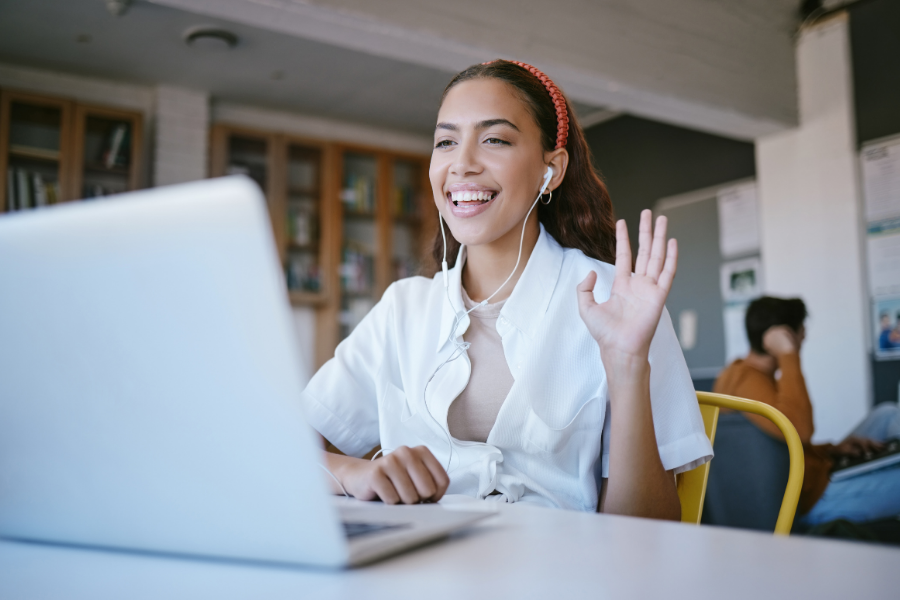 An author talking to viewers on an online book talk.