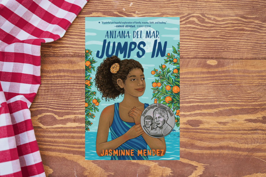 Cover of "Aniana del Mar Jumps In" by Jasminne Mendez, points to tween book list.